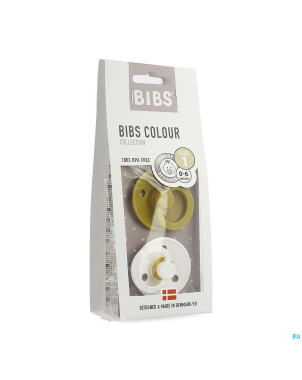Bibs 1 tetine duo mustard white