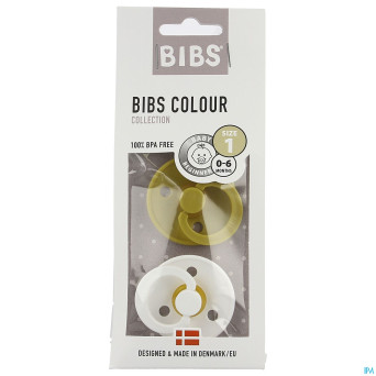 Bibs 1 tetine duo mustard white