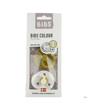 Bibs 1 tetine duo mustard white