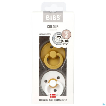 Bibs 2 tetine duo mustard white