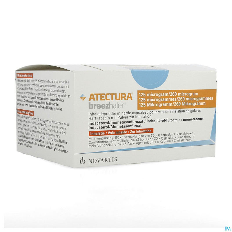 Atectura breezhaler 125/260,0mcg pdr inhal caps 90