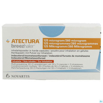 Atectura breezhaler 125/260,0mcg pdr inhal caps 90