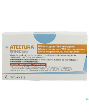Atectura breezhaler 125/260,0mcg pdr inhal caps 90