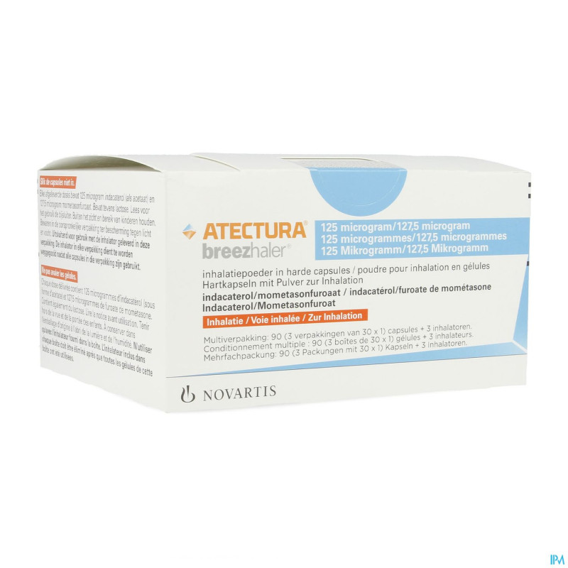 Atectura breezhaler 125/127,5mcg pdr inhal caps 90