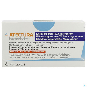 Atectura breezhaler 125/ 62,5mcg pdr inhal caps 90