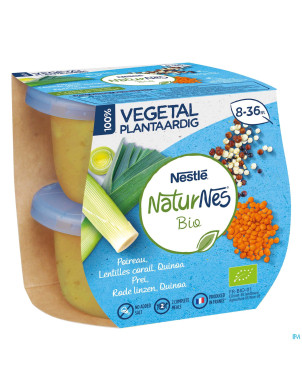 Naturnes vegetal poireau lent.corail quinoa 2x190g