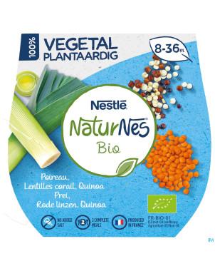 Naturnes vegetal poireau lent.corail quinoa 2x190g