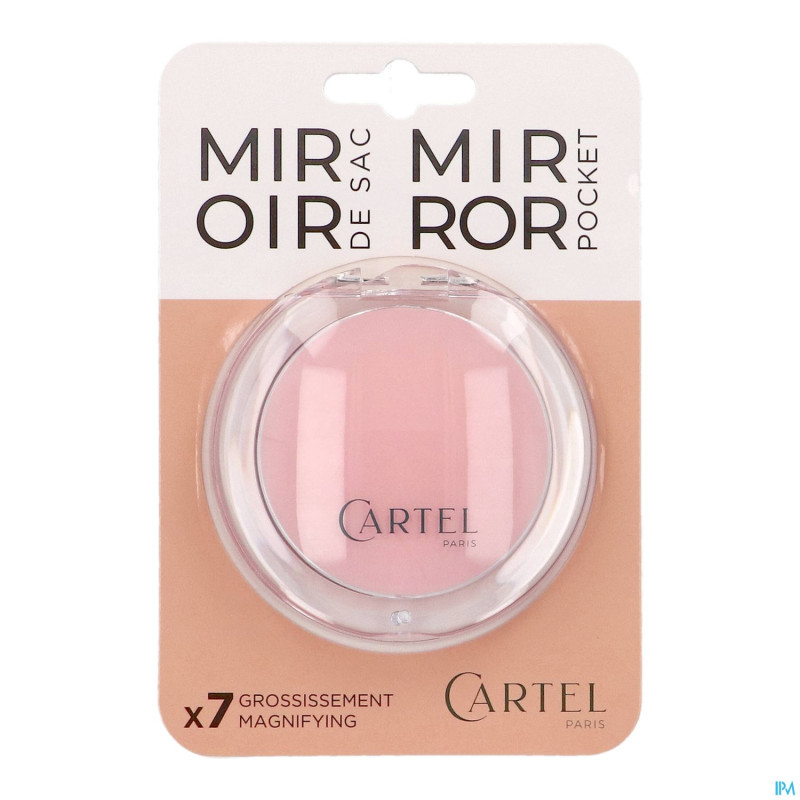 Vitry miroir sac rond rose diametre 9cm grossis 7