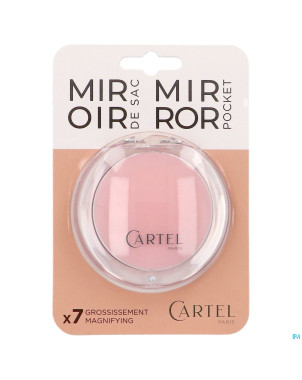 Vitry miroir sac rond rose diametre 9cm grossis 7