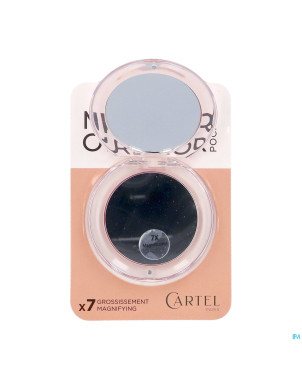 Vitry miroir sac rond rose diametre 9cm grossis 7