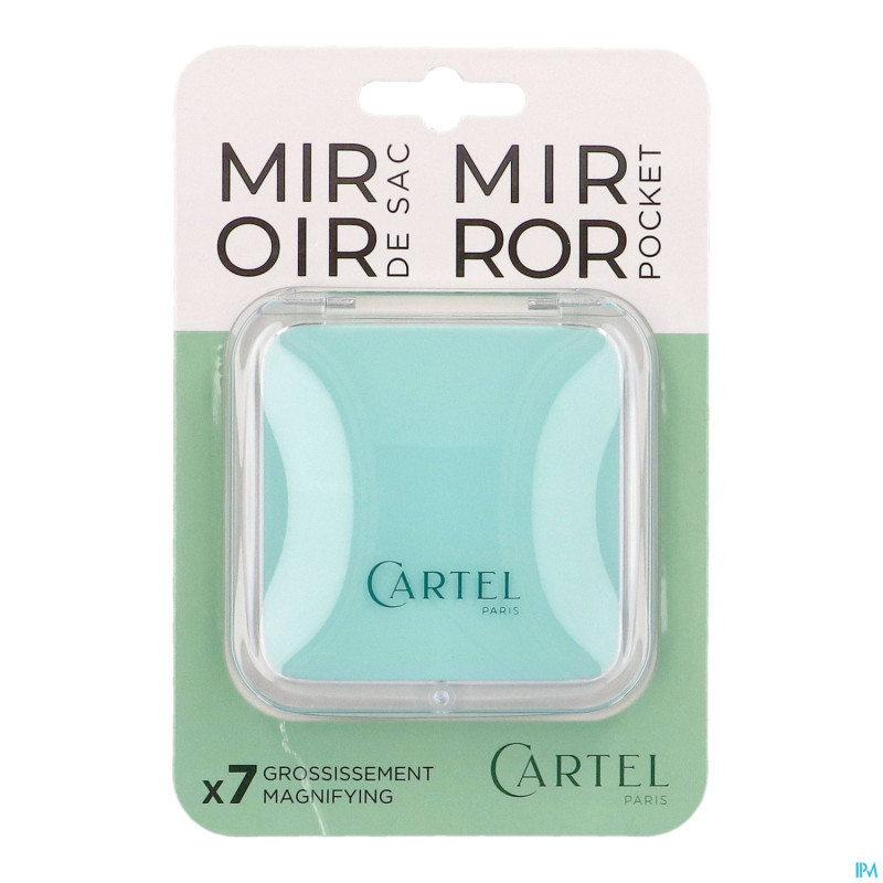Vitry miroir sac carre vert 8,5cm grossis 7