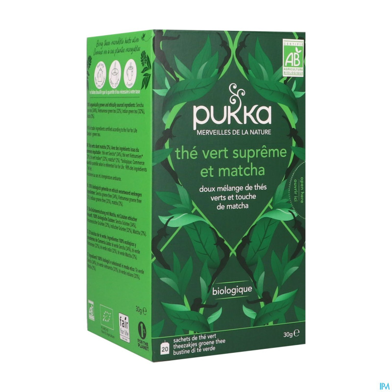 Pukka bio supreme matcha green sach 20