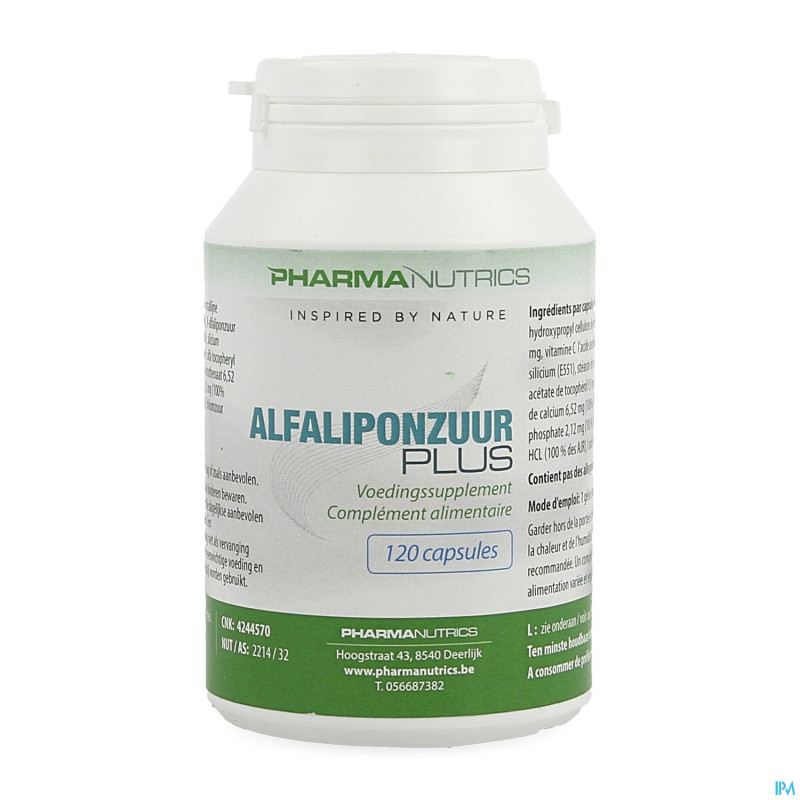 Alfaliponzuur plus v-caps 120    pharmanutrics