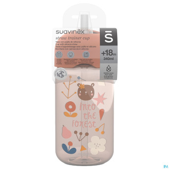 Suavinex feeding forest gobelet paille rose