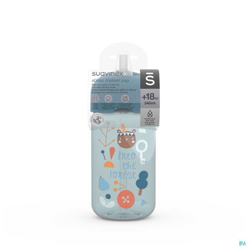 Suavinex feeding forest gobelet paille bleu
