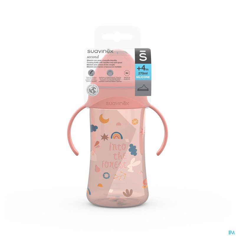 Suavinex feeding forest gobelet poignees rose270ml