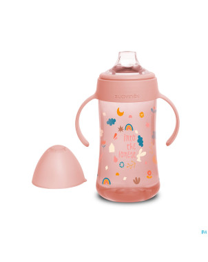 Suavinex feeding forest gobelet poignees rose270ml