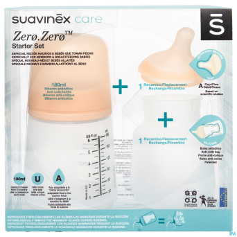 Suavinex zerozero set biberon a/coliques 180ml a