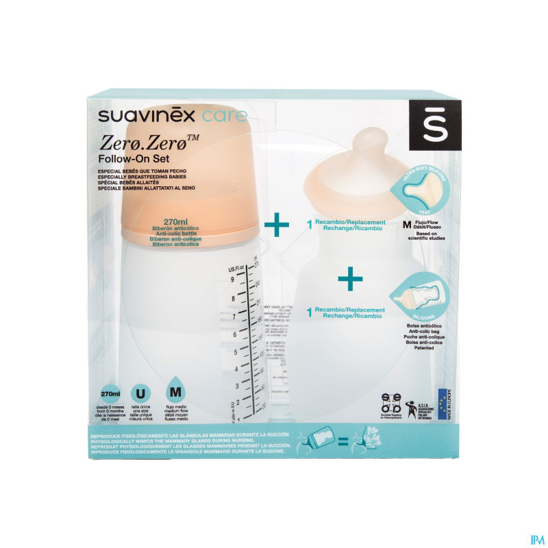 Suavinex zerozero set biberon a/coliques 270ml  mf
