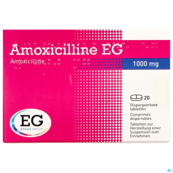 Amoxicilline eg 1000mg comp disp. 20x1000mg