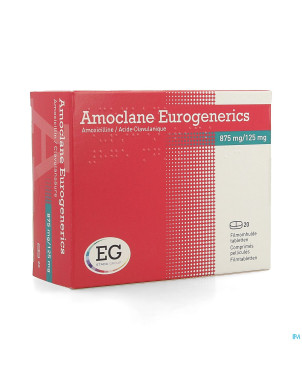 Amoclane eurogenerics 875mg/125mg    comp pell 20