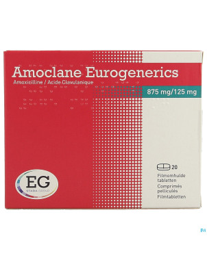 Amoclane eurogenerics 875mg/125mg    comp pell 20