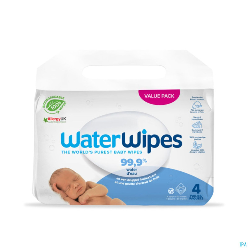 Waterwipes lingettes biodegradable 240
