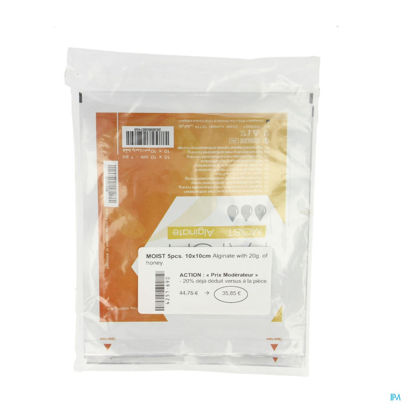Honeypatch moist miel cicatr.20g+alg.ster10x10cm 5