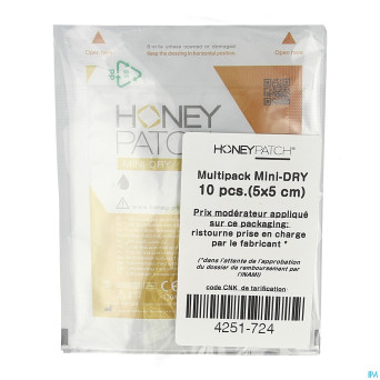Honeypatch mini dry miel cicat.2,5g+tulle 5x5cm 10