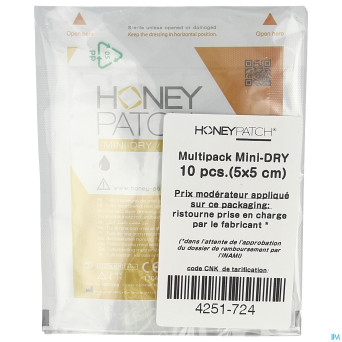 Honeypatch mini dry miel cicat.2,5g+tulle 5x5cm 10