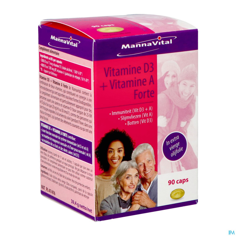 Mannavital vitamine d3 + vitamine a forte caps 90