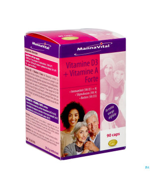 Mannavital vitamine d3 + vitamine a forte caps 90