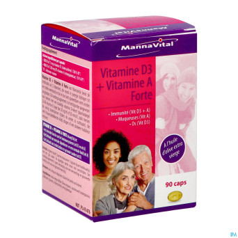 Mannavital vitamine d3 + vitamine a forte caps 90