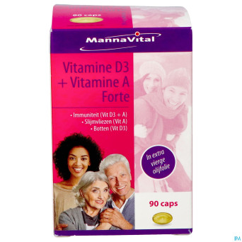 Mannavital vitamine d3 + vitamine a forte caps 90