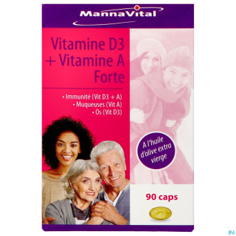 Mannavital vitamine d3 + vitamine a forte caps 90