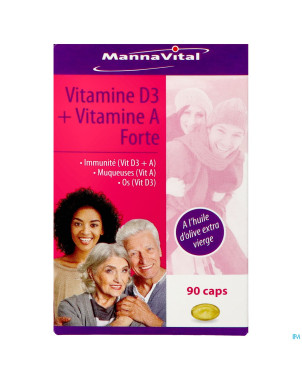 Mannavital vitamine d3 + vitamine a forte caps 90