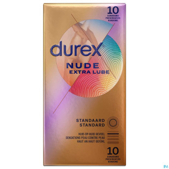 Durex nude extra lube    preservatifs 10