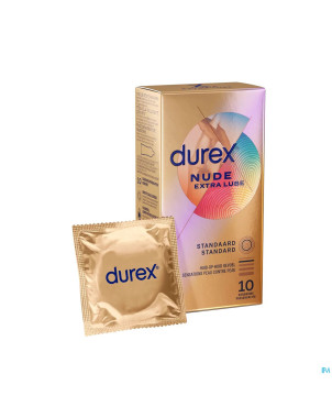 Durex nude extra lube    preservatifs 10