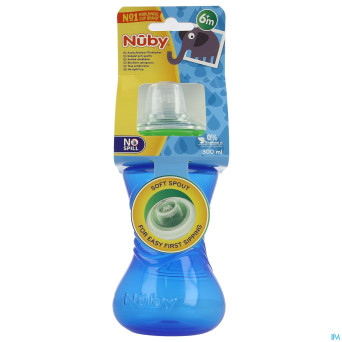 Nuby gobelet a/goutte easy grip 6m+    300ml