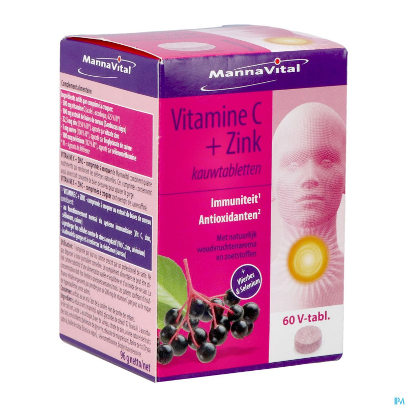 Mannavita vitamine c + zinc    comp a croquer 60