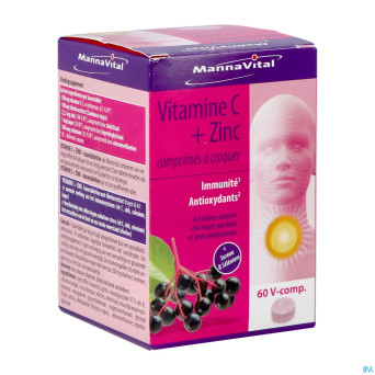 Mannavita vitamine c + zinc    comp a croquer 60
