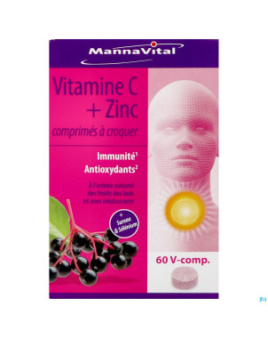 Mannavita vitamine c + zinc    comp a croquer 60