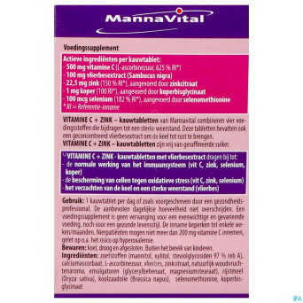 Mannavita vitamine c + zinc    comp a croquer 60