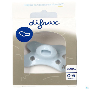 Difrax sucette dental 0-6m uni/pure bleu/ice