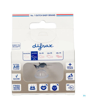 Difrax sucette dental 0-6m uni/pure gris/clay