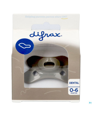 Difrax sucette dental 0-6m uni/pure gris/clay