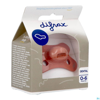Difrax sucette dental 0-6m uni/pure brun/brick