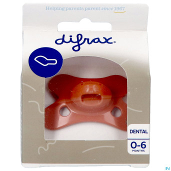 Difrax sucette dental 0-6m uni/pure brun/brick
