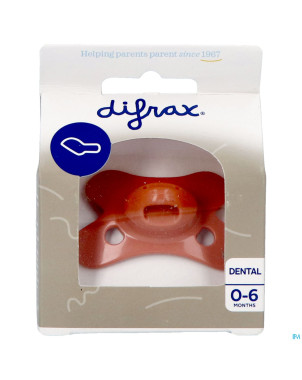 Difrax sucette dental 0-6m uni/pure brun/brick