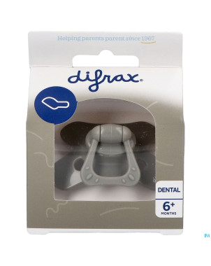 Difrax sucette dental +6m uni/pure gris/clay